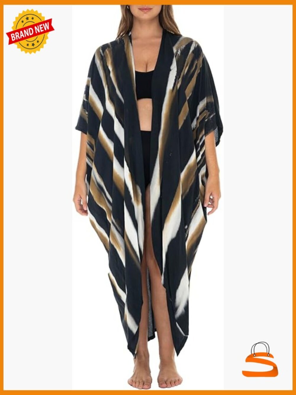 Plus Size Kimono Cardigan - Open Front Tie Dye Duster with Pockets